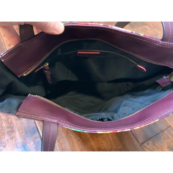 Elliott Luca Wine Burgundy Multicolor Floral Shoulder Bag Purse - Picture 7 of 9